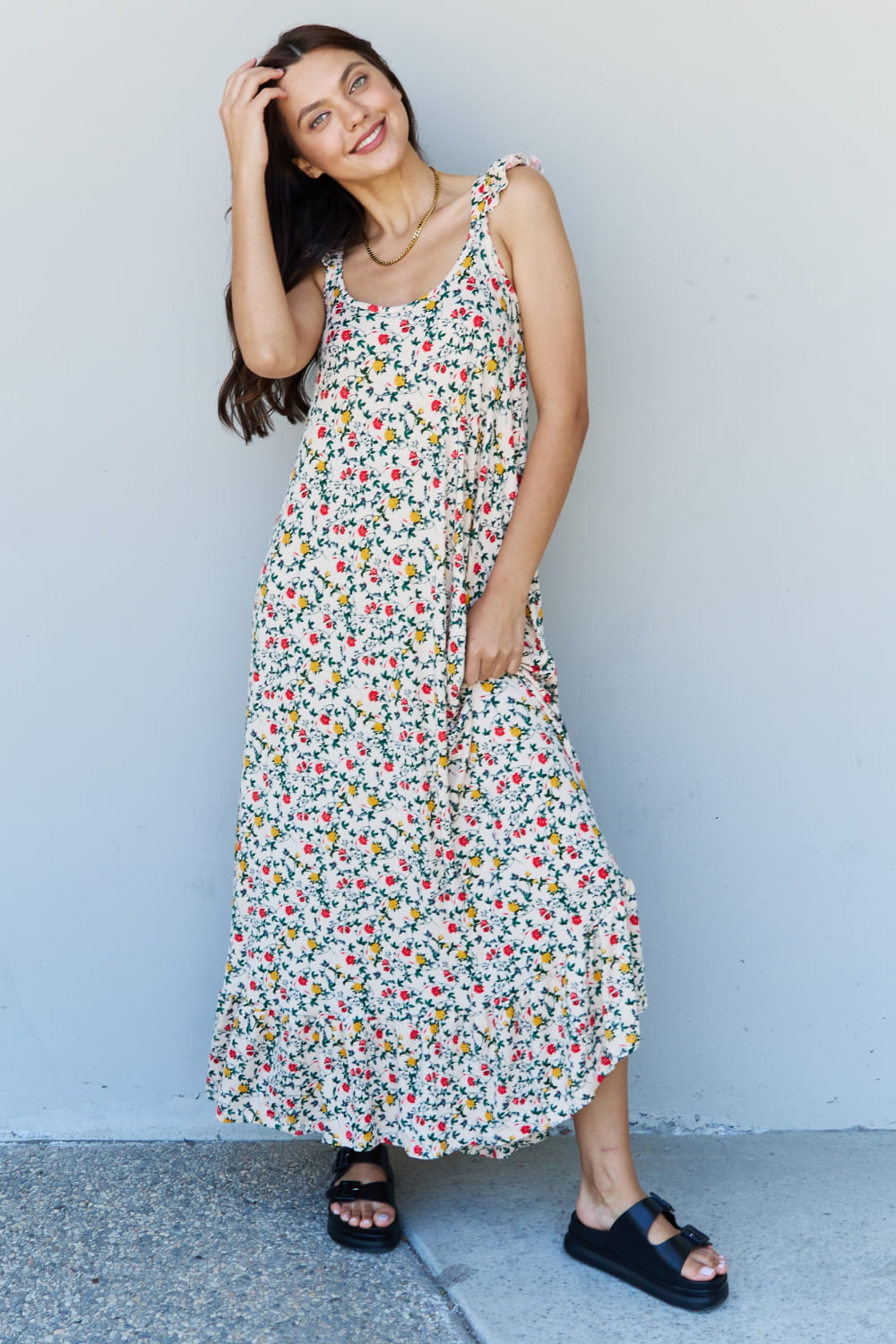 Floral Maxi Dress in Natural Rose