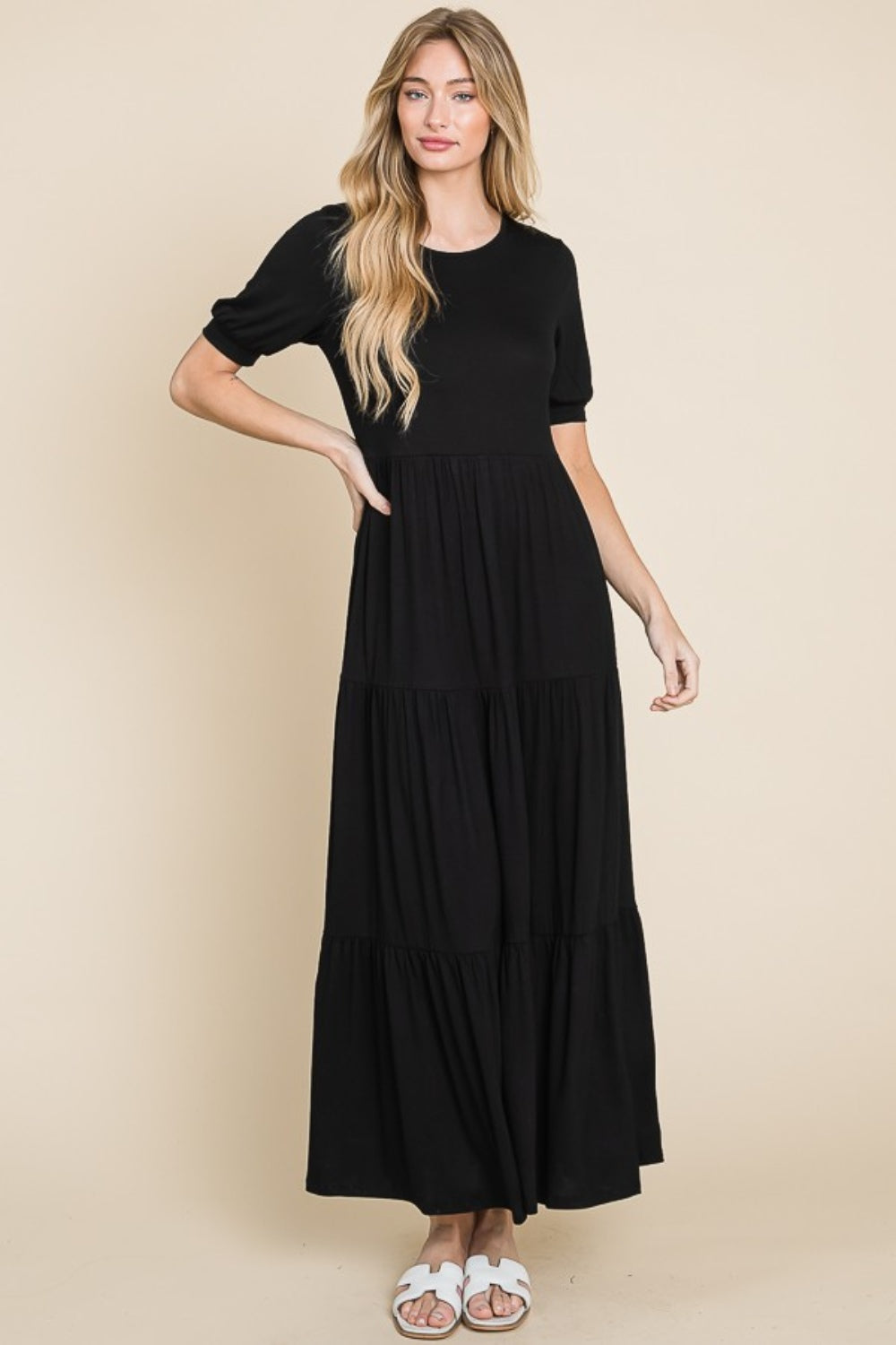 Short Sleeve Tiered Maxi Dress